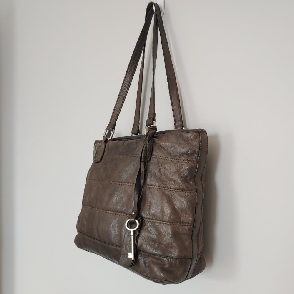 Amber Rose Pieced Patchwork Brown Leather Hobo Bag - image 5